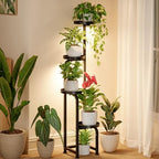 Bamworld Plant Stand with Grow Light Corner Metal Flower Pot Stands by Bamworld