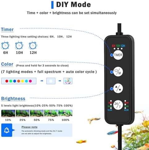 AQQA Clip On Aquarium Light, 24/7 & DIY Mode Full Spectrum Fish Tank Light - Image 2