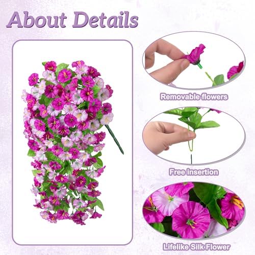 Ammyoo Artificial Fake Hanging Flowers Basket for Spring Summer Decor - Image 3