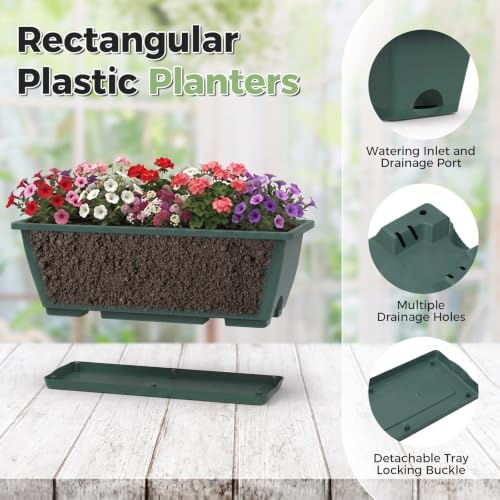 6-Pack Railing Planter Boxes with 3 Sets Double-Sided Adjustable Brackets - Image 3
