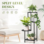 4 Tier Plant Stand Indoor Outdoor, Metal Shelf Holder Corner Black - Image 3
