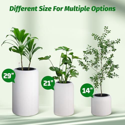 Hipicute 21 Inch Tall Self Watering Pots Set of 2 with Water Level Monitor, Tall Planters for Indoor and Outdoor Plants, Flower Pots for Living Room, Bedroom, Office, Patio, Porch, Garden, White - Image 4