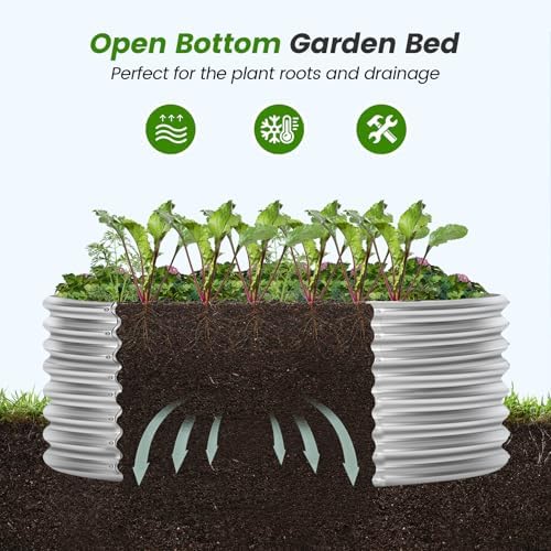 Land Guard 4×4×2ft Galvanized Raised Garden Bed Kit 2Pcs, Planter Raised Garden Beds Outdoor, Round Clearance Raised Garden Beds for Gardening Vegetables (Silver) - Image 6