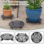 2 Packs Extra-large Metal Plant Caddy with Wheels 17 inches Heavy-Duty Iron Rolling Plant Stand with Casters Indoor Outdoor Wheeled Plant Roller Base Pot Movers Plant Dolly Coaster Trolley Black - Image 5