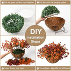 Artificial Fall Hanging Flowers Basket, UV Resistant Mums for Outdoors - Image 3