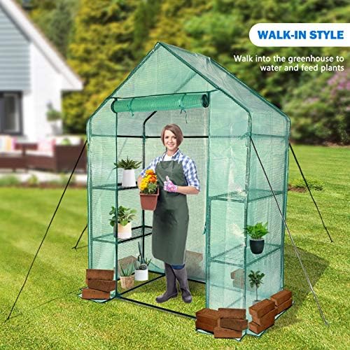 56x30x76 Portable Walk-in Greenhouse for Outdoors, Plant House with Shelves - Image 2