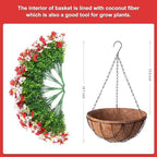 INXUGAO Artificial Fake Flowers Hanging Basket for Outdoor Decoration - Image 2