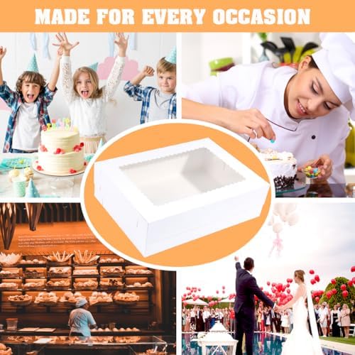 JJO 14x10x4 Inches 15 Pack Cake Boxes with Cake Board,White Bakery Boxes - Image 7