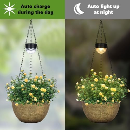 BAYN 2 Packs Solar Hanging Basket Planters for Plants Outdoor - Image 5