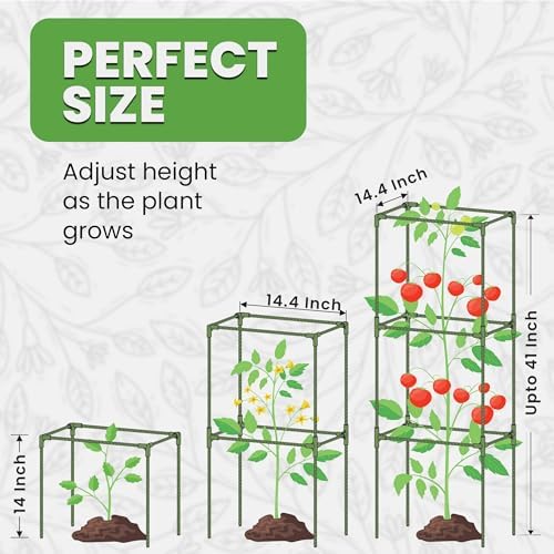 6 Pack 41" Square Tomato Cages for Garden - Large Tomato Trellis Stakes - Image 2