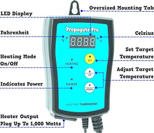 Plug in 1000 Watt Heating Thermostat Outlet 34-108°F by Propagate Pro 110V, 120V Heat Mat Heater Pad Temperature Controller for Starting Seeds, Reptiles, Egg Incubation + Beer Brewing/Wine Making - Image 3