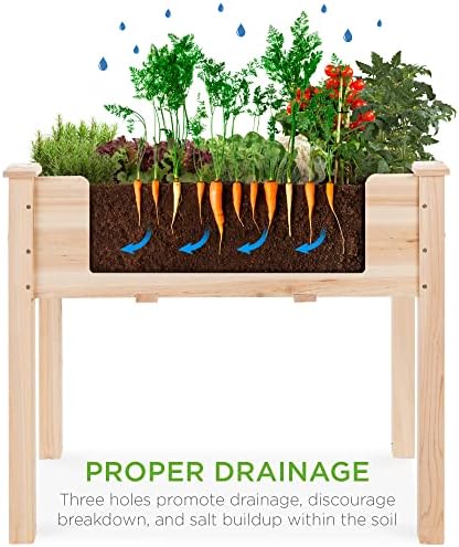 Best Choice Products 34x18x30in Raised Garden Bed, Elevated Wood Planter Box Stand for Kids, Backyard, Patio, Balcony w/Bed Liner, 150lb Capacity - Natural - Image 4