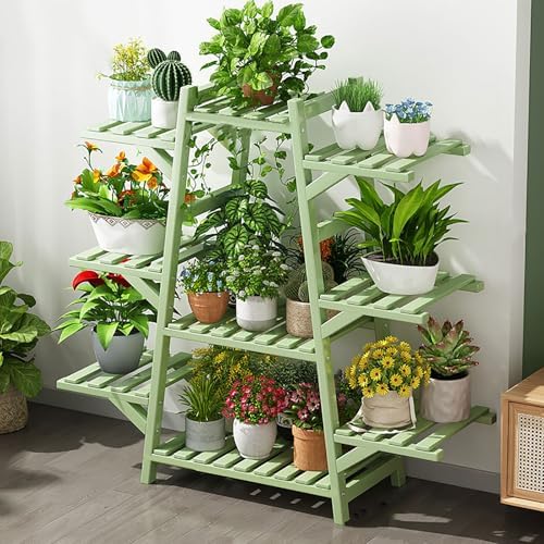 7-Tier Bamboo Plant Stand - Multi-Tiered Flower Shelf for Indoor & Outdoor Use - Stylish Ladder Shelf for Living Room, Balcony, Garden - Ideal for Plant Lovers by Unknown