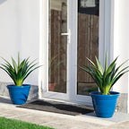 Glitzhome 15.5" D Large Flower Pots, Set of 2 Large Planters for Outdoor Plants with Drainage Holes, Cobalt Blue Faux Ceramic Finish, Plastic Tall Flower Pots for Garden, Patio, Porch or Indoor Use - Image 5