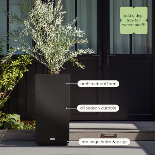 Veradek Block Series Pedestal Planter - Tall Rectangular Outdoor Planter - Image 7