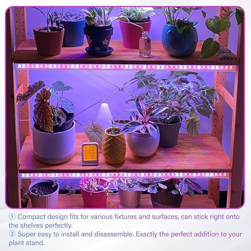 iPower 2Pack 40W LED Grow Lights with Full Spectrum Plant Growing Light Strips for Indoor Plant with Auto ON/Off 3/9/12H Timer, 10 Dimmable Levels 48 LEDs Per Tude, 3 Tubes, Red&Blue - Image 6