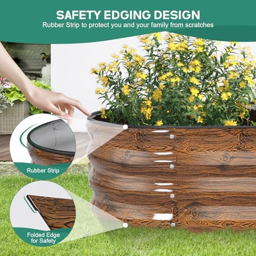 Galvanized Raised Garden Bed, 4x2x1ft, 2 Pack, Wood Grain Brown - Image 4