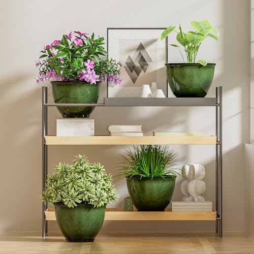 8Inch Plastic Plant Pots,4Pack Glazed Flower Pots for Indoor Outdoor Plants - Image 7