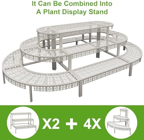 aboxoo 3-Tier Metal Plant Stand, Stair-Step Corner Shelf for Indoor/Outdoor - Image 7