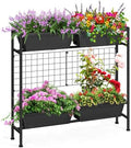 OYEAL Raised Garden Beds Outdoor with Legs 32" Tall Herb Garden Planters Box Raised Flower Beds for Gardening, Vertical Privacy Planter with Trellis for Patio, Porch, Backyard, Balcony, Grey by OYEAL