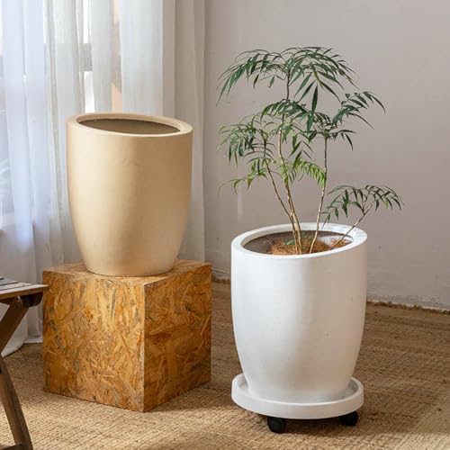 Bevel Mouth Concrete Tall Flower Pot, Large Outdoor Decorative Plant Pot with Drainage Hole,Modern Planter Pots for Home,Garden,Patio,Courtyard,Porch,White1 - Image 2