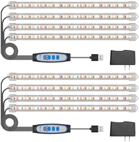 Kullsinss 16in Grow Light Strips, 4-Bar 240 LEDs Full Spectrum Plant Light by HOME