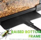 12"x8"x8" Reptile Terrarium, Double-Door Glass Terrestrial Vivarium for Burrowing Snakes Such as Hatchling Hognose Snakes, with Lock, Cable Port & Waterproof Deep Base Below Front Doors - Image 6