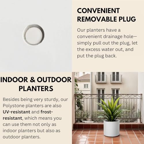 Fox & Fern Large Planter for Indoor or Outdoor, Matte White, 10 Inch - Image 5