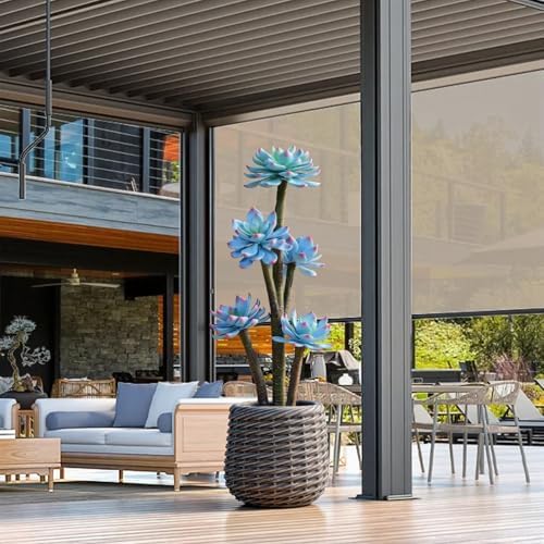 Artificial Succulents Plants 2ft, Blue Fake Cactus Plant with Brown Pot, Large Faux Floor Plant UV-Resistant for Home Office Hotel Patio Balcony or Garden Indoor Outdoor Desert Decor - Image 3
