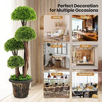 DREAMADE 3ft. Artificial Cypress Topiary Tree, Ball Shaped Faux Cedar Trees w/Retro Cement Pot, 4 Boxwood Topiary Balls, Outdoor Plants Artificial for Porch, Foyer, Garden, Front Door, Set of 2 - Image 5