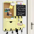Key Holder Wall Mount with Drawer and Mail Organizer, Ivory Yellow by HEKOOLA