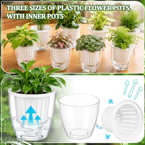 Self Watering Plant Pots, 3.5'', Transparent White, 36 Pcs - Image 4
