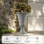24" Tall Urn Planters for Outdoor Plants, Urns and Pedestal, Gray - Image 5