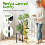 Tall Plant Stand Indoor Outdoor, Corner Metal Flower Pot Stands for Multiple Plants, 5 Tier Heavy Duty Plant Shelf for Patio Garden Balcony Living Room Bedroom - BlackDisk - Image 6