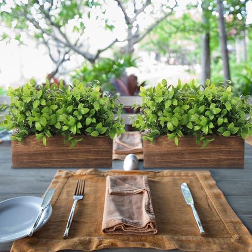 Lyrow 4 Pack 11.4 '' Artificial Eucalyptus Plants Faux Plants, Brown - Image 5