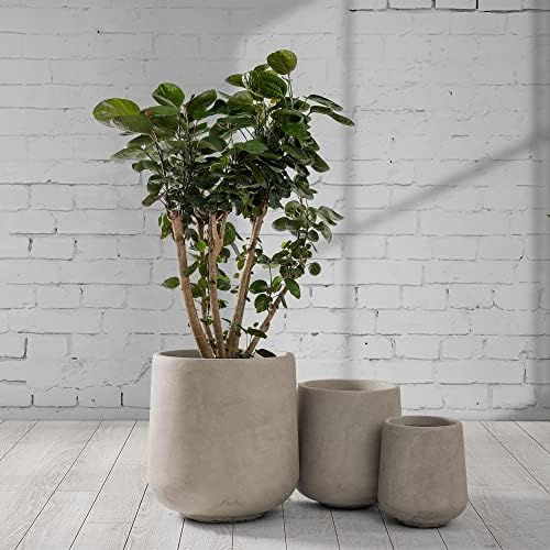 Kante Set of 3 Weathered Concrete Curved Planters 16.5" 13" 9.4" Dia - Image 5