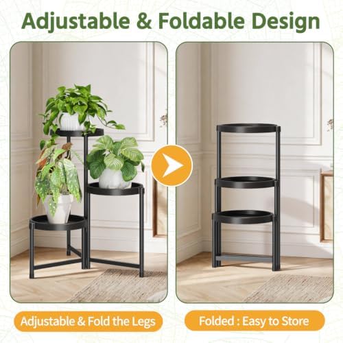 LASZOLA Plant Stand Indoor Outdoor with Large 10 Inch Plastic Tray, Black - Image 5