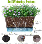 Oliz Window Box Planter 6 Pcs, 12.6 Inches Self Watering Rectangle Flower Plant Pots with Drainage Holes & Breathable Trays, Vegetable Planters for Windowsill Patio Garden Balcony Porch Yard (Khaki) - Image 5