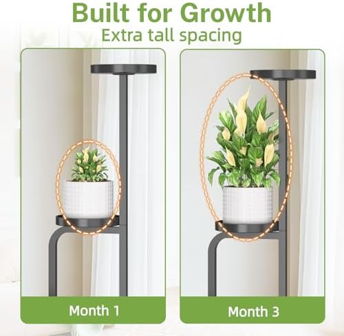 iDavosic.ly Tall Plant Stand Indoor, Corner Tiered Metal Trays, Black Brown - Image 4