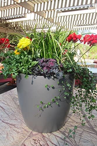 Napa Round Cylinder Fiberglass Planter, Grey, 10.75 Inch - Image 4