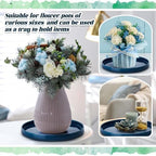 2 Pcs 10 Inch Ceramic Plant Saucers, Blue Round Drip Trays - Image 4