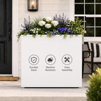 GSK 30" H Rectangular Metal Planter with Led Light for Indoor Outdoor White - Image 3
