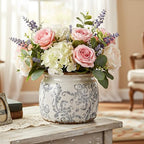 5.9'' Vintage Ceramic Planter, Ice Crack Glaze Gray Scroll Pot - Image 4