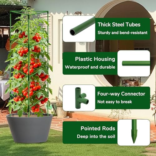 ZeeDix 65 Inch 4 Pack Heavy Duty Tall Tomato Cages for Garden - Image 5