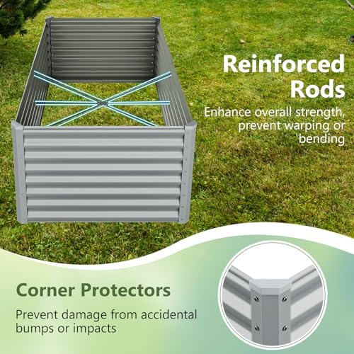 GIANTEX 6x3x2ft Raised Garden Bed, Large Metal Elevated Rectangular Planter Bed, 271 Gallon Capacity, Outdoor Planting Garden Box for Vegetable Flower Herb Grow (Grey) - Image 7