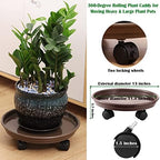 12 Packs Plant Caddy with Wheels 11.8" Plastic Rolling Plant Dolly Coasters Heavy-Duty Wheeled Planter Mover Rollers Indoor Outdoor Wheeled Flower Pot Base Suacers with Casters, Brown - Image 3