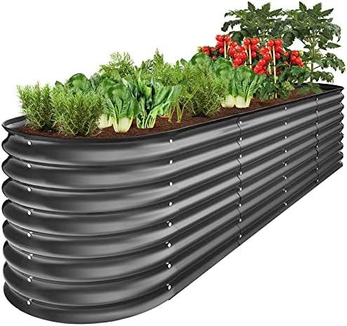 Best Choice Products 8x2x2ft Metal Raised Garden Bed, Oval Outdoor Deep Root Planter Box for Vegetables, Herbs w/ 4 Support Bars, 215 Gal Capacity - Charcoal by BestChoiceProducts