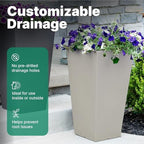 Step2 Tremont Tall Square Planter Pot, Large Outside All-Season All-Weather Gardening Pot for Patio and Front Porch, Concrete, 2-Pack - Image 7