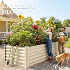 YITAHOME 8x4x3ft Large Raised Garden Bed Kit, Galvanized Metal Planter Box with Gloves, Support Rod & Safety Rubber, Outdoor Above Ground Planters for Plants Vegetables Flowers, Cream Yellow - Image 3