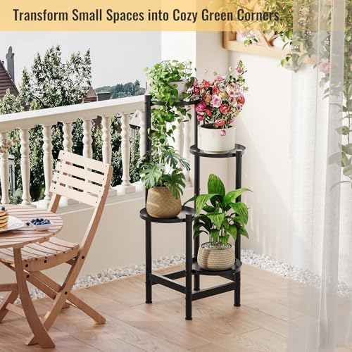 Metal Plant Stand for Indoor Outdoor,Corner Tall Plant Shelf for Multiple Plants,4 Tier Heavy Duty Flower Pot Holder,Display Rack for Patio Garden Balcony Living Room Bedroom - Image 7